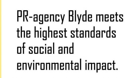 BLYDE KRIJGT ALS EERSTE  BENELUX PR-BUREAU B CORP CERTIFICERING